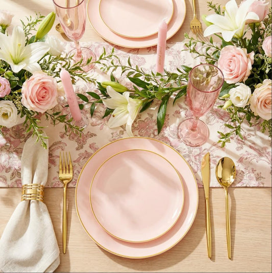150 PCS Pink Plastic Plates,Heavy Duty Pink Disposable Plates
