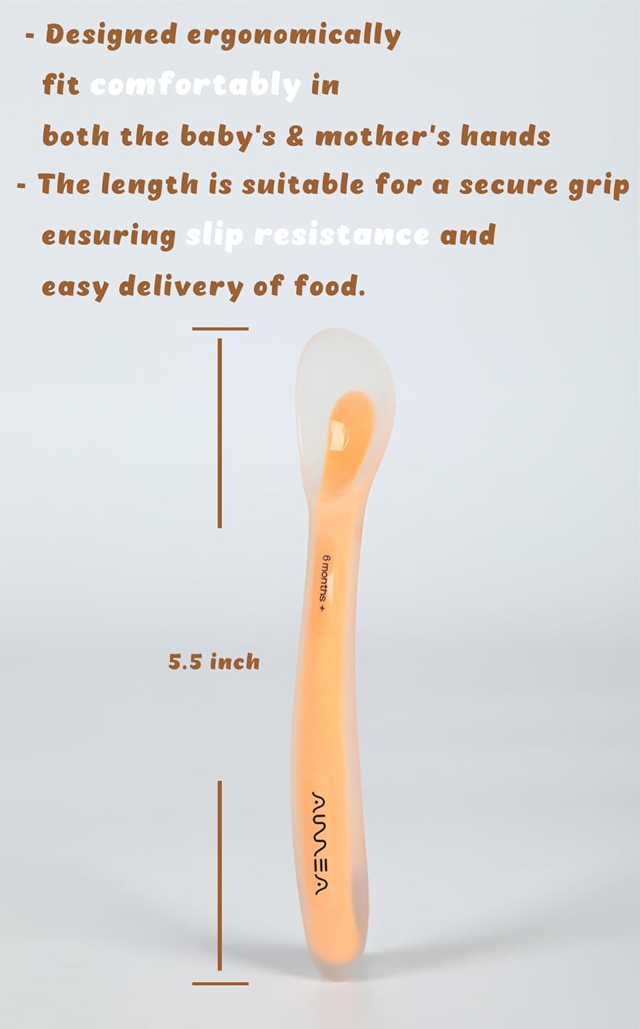 Baby Spoons with Travel Case, Soft Silicone 2-Pack, Non-slip