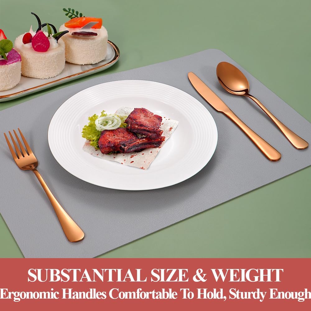 Rose Gold Silverware Set,40-Piece Stainless Steel Flatware Set for 8