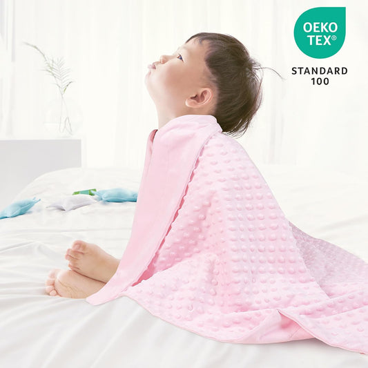 Micro Fleece Minky Baby Blanket for Girls with Double Layer and Soothing Raised Dots, Breathable and Soft Lightweight Receiving Blanket for Newborns 30x40 Inches, Pink