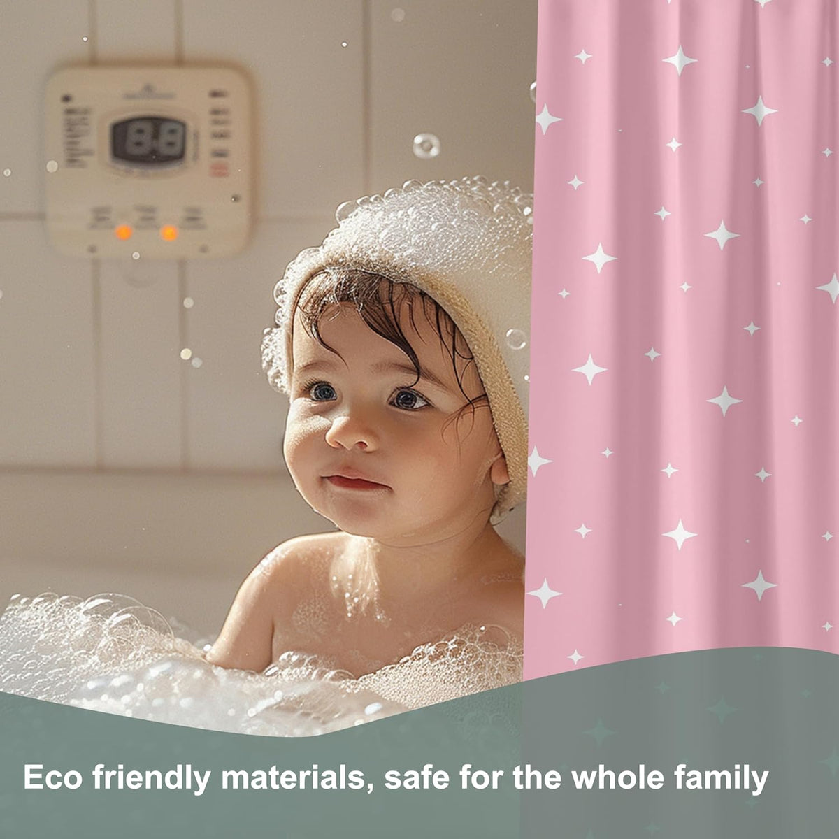 Plastic Shower Curtain Liner, Premium EVA 5G Pink Star Shower Curtain, Shower Curtains for Bathroom with 3 Magnetic Weights and Rustproof Grommets (Pink Star, 72x72 in)