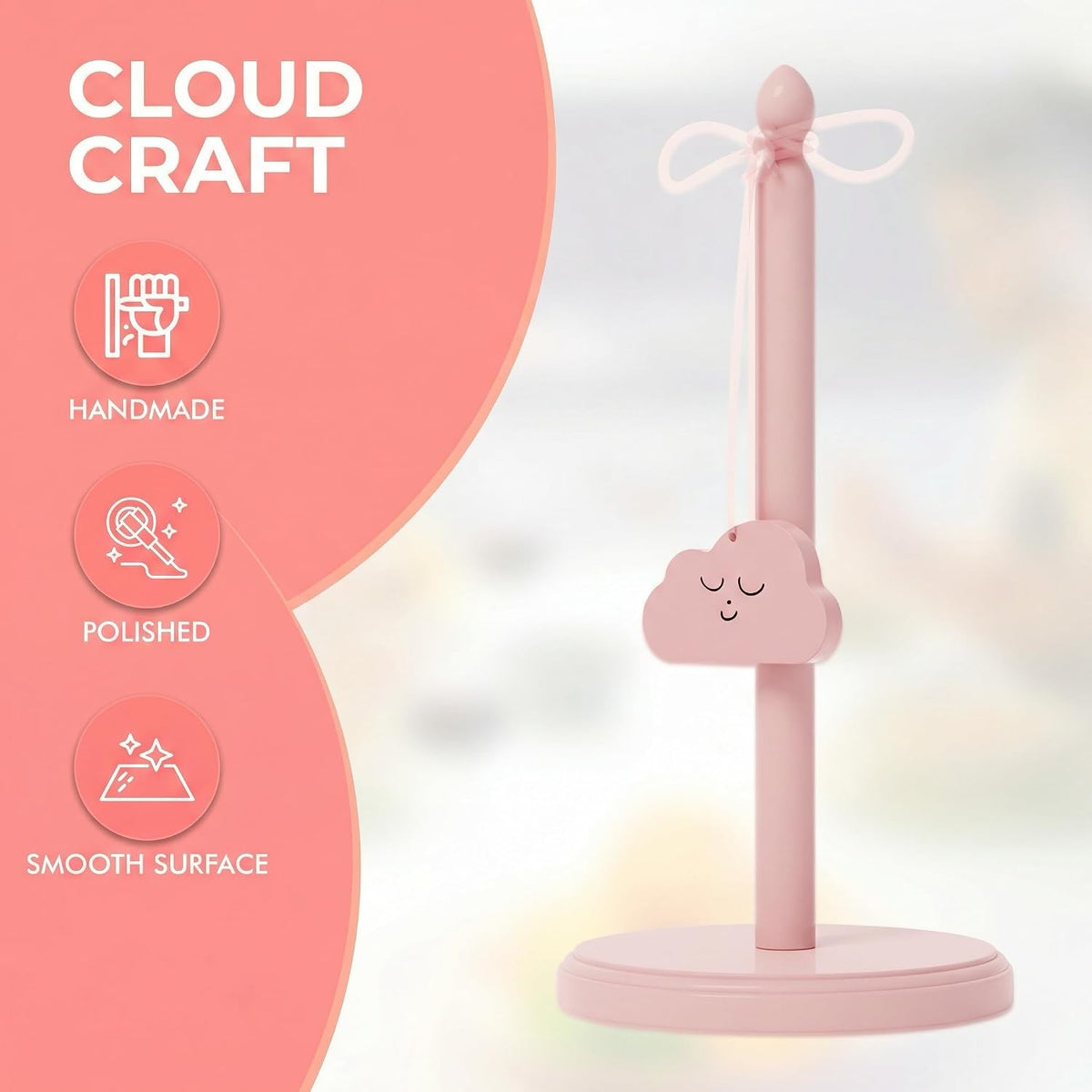 2 in 1 Pink Paper Towel Holder Countertop with Built in Beer Bottle Opener | Kitchen Towel Holder Stand Accessory | Durable Beechwood House Decor Aesthetic Design | Windproof for Outdoor Use