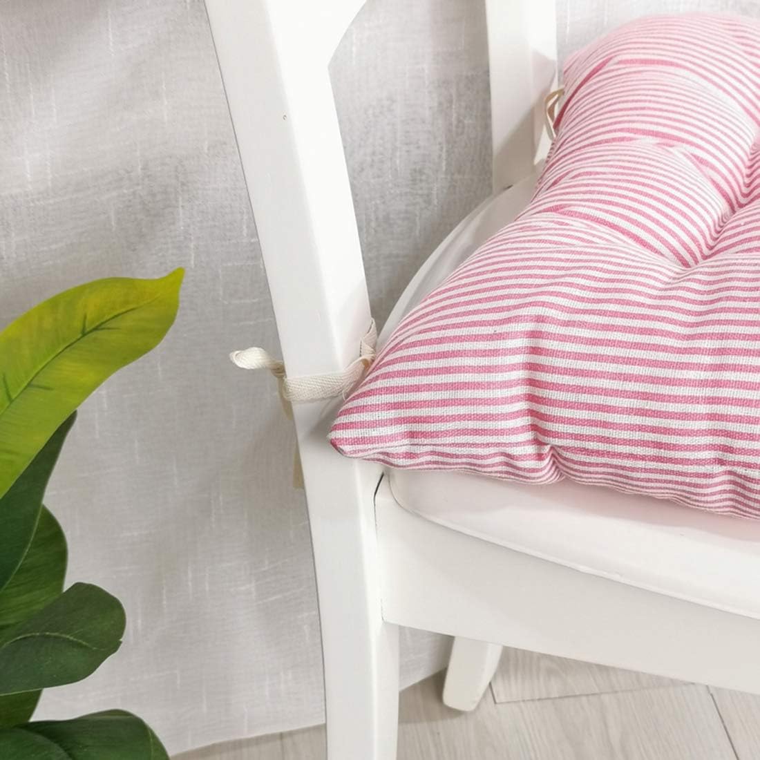 Boho Soft Seat Cushion Chair Pads with Ties Patio Outdoor Home Decor Indoor Dining Chairs Cushion Pink Striped 18"x18"