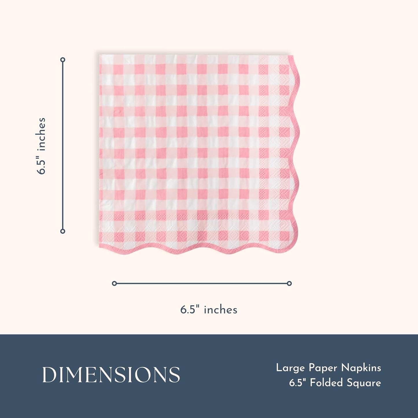 Bonjour Fête Pink Gingham Paper Party Dinner Napkins | Premium Party Supplies | Baby Showers, Tea Parties, Valentine's Day, & Festive Gatherings | Pack of 16, 6.5" Folded