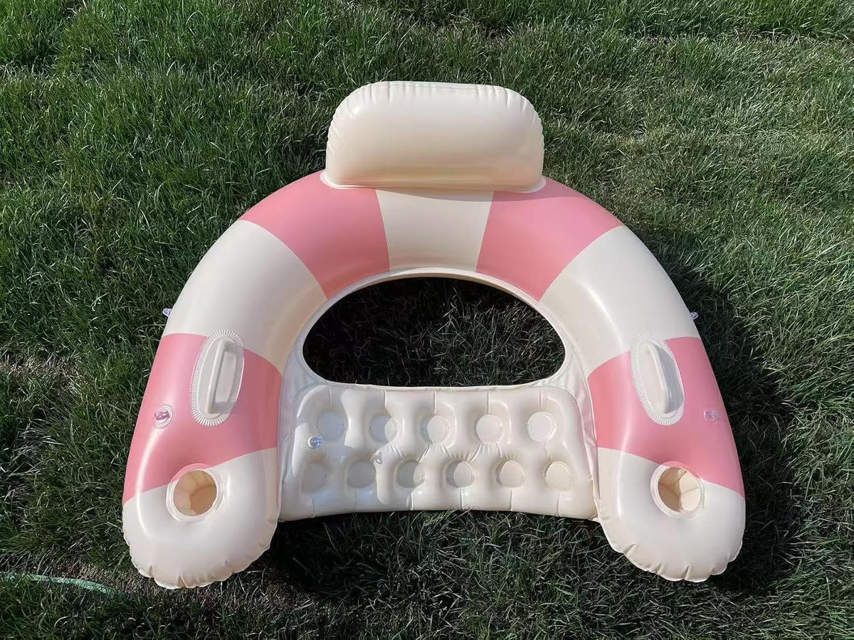 2 pcs Inflatable Pool Float Chair - 43" Pool Floaties Chair Floats Loungers for Swimming Pools Floating Lounger with Cup Holders Party Floaties for Adults