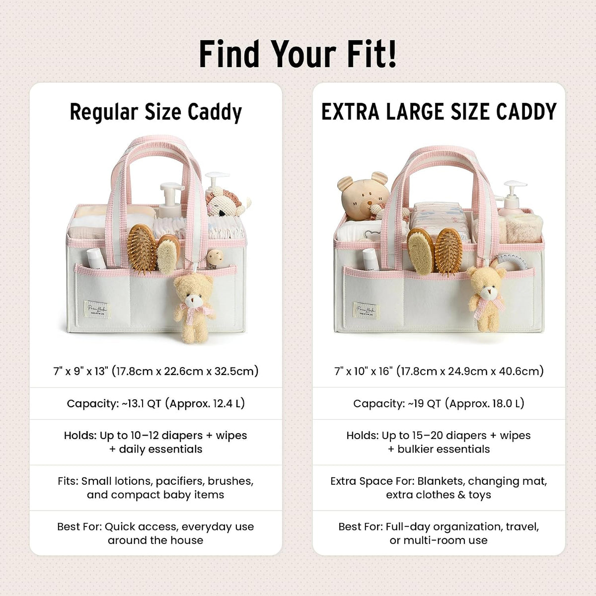 Baby Diaper Caddy Organizer, XL Baby Basket Shower Gift Caddy, Portable Felt Changing Table Basket, Nursery Storage Bin, Newborn Boy and Girl Essentials for Registry, Car Diaper Organizer