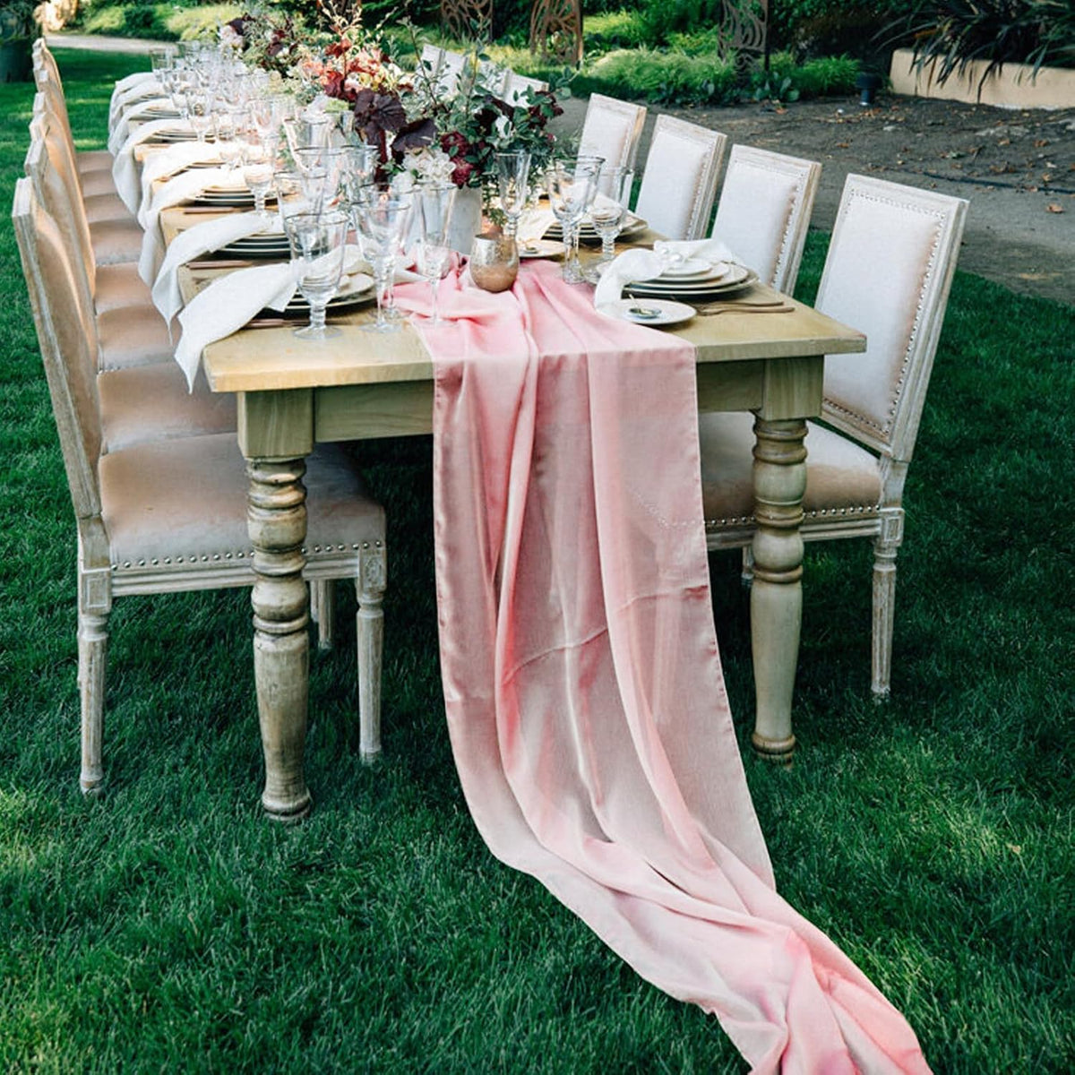 10 Pack 10ft Baby Pink Chiffon Table Runners Wedding Table Runner Sheer Romantic Tulle Table Runner for Christmas Wedding Bridal Tea Party Baby Shower Birthday Party Table Decorations(120 x 12 in)