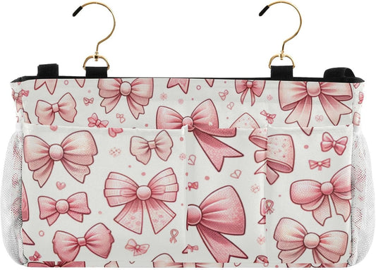 Pink Bow Bowknot Bedside Caddy Bedside Organizer Bedside Storage Caddy College Dorm Bed Accessories
