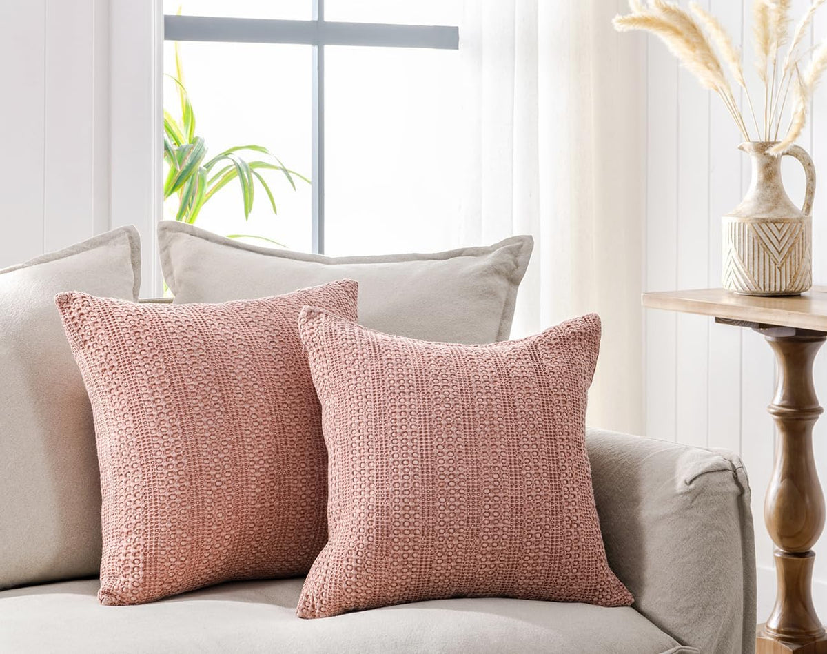 18x18 Throw Pillow Covers Set of 2 Cotton Cushion Covers Coral