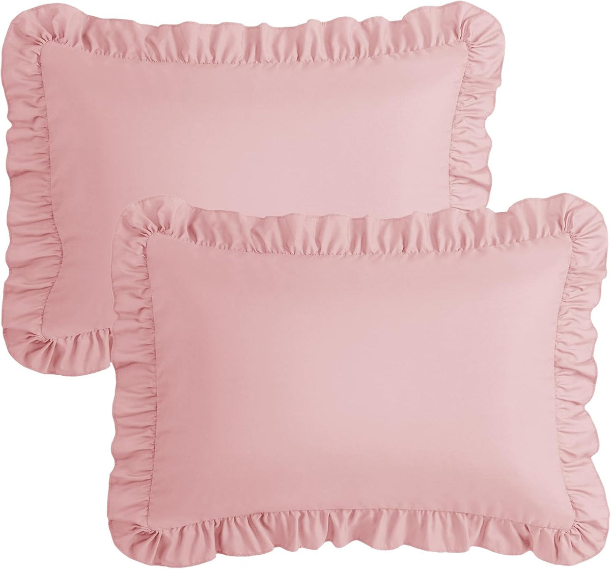 Ruffle Pillow Cases Standard Size Set of 2, Light Pink