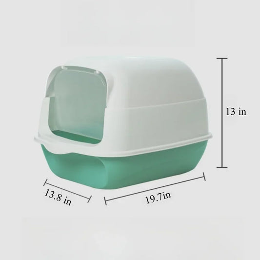 Hooded Cat Litter Box - Fully Enclosed Pet Toilet with Lid, Pink, 19.7" L X 13.8" W X 13" H - Easy Clean Handheld Design for Kitten & Cat Hygiene (Pink)