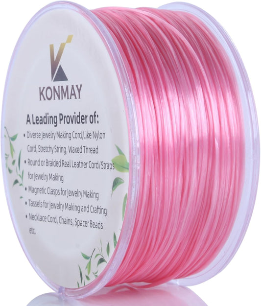 0.8mm Peach Spandex Elastic String with Dispenser, Soft Stretch Beading Cord, 90 Yards for Bracelets, Necklaces & Jewelry Making
