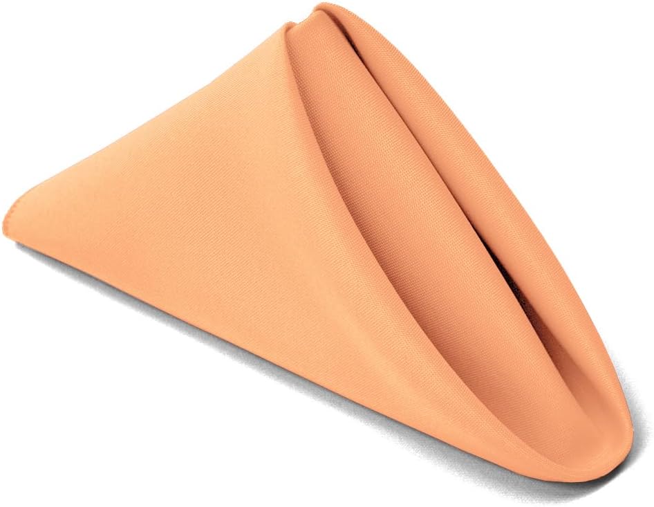 17x17 Inch Polyester Cloth Napkins, Set of 12 (Peach)