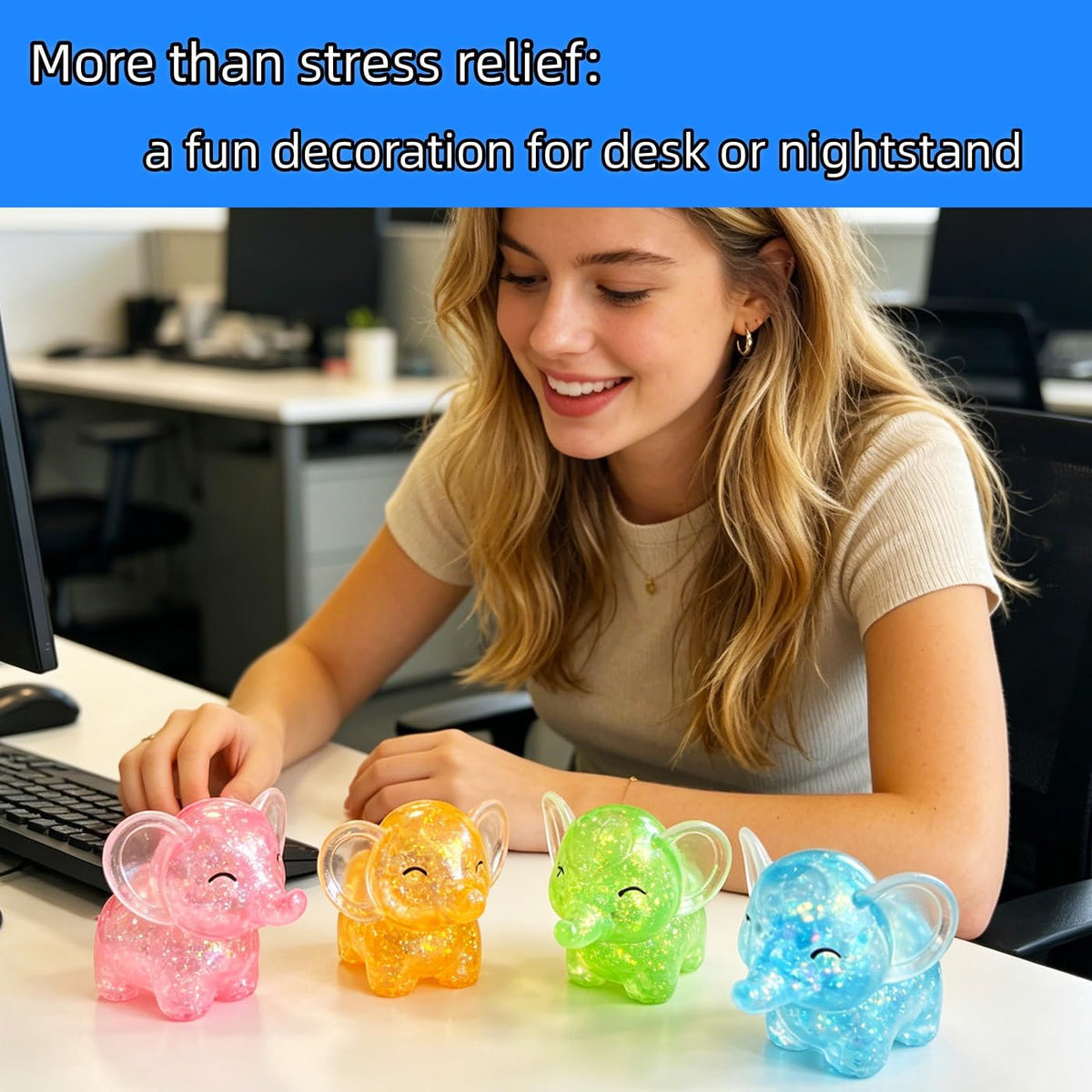 4Pcs Elephant Squishy Toys, Ultra-Soft Slow-Rising Toy for Stress Relief