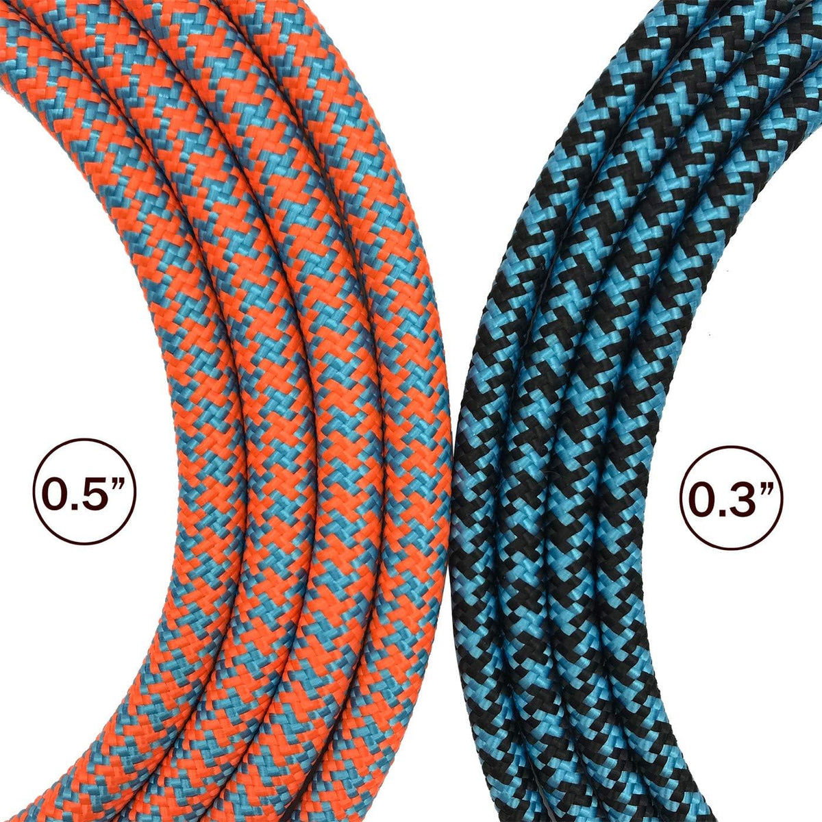 Nylon Strong Dog Rope Lead Leash Training Dog Lead with Soft Handle 6-20 FT Long Pink/Blue (Dia:0.5" 15FT)