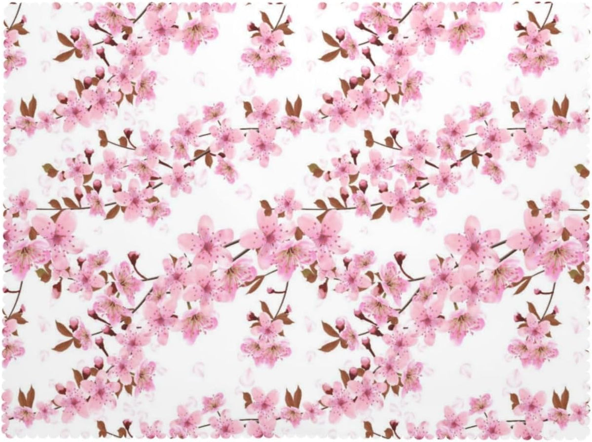 Cherry Flower Rectangle Tablecloths Japanese Pink Floral Table Cloths Dacorative Kitchen Dining Tablecloth for Rectangular Tables,Washable Table Cover for Party 54 x 72 Inch