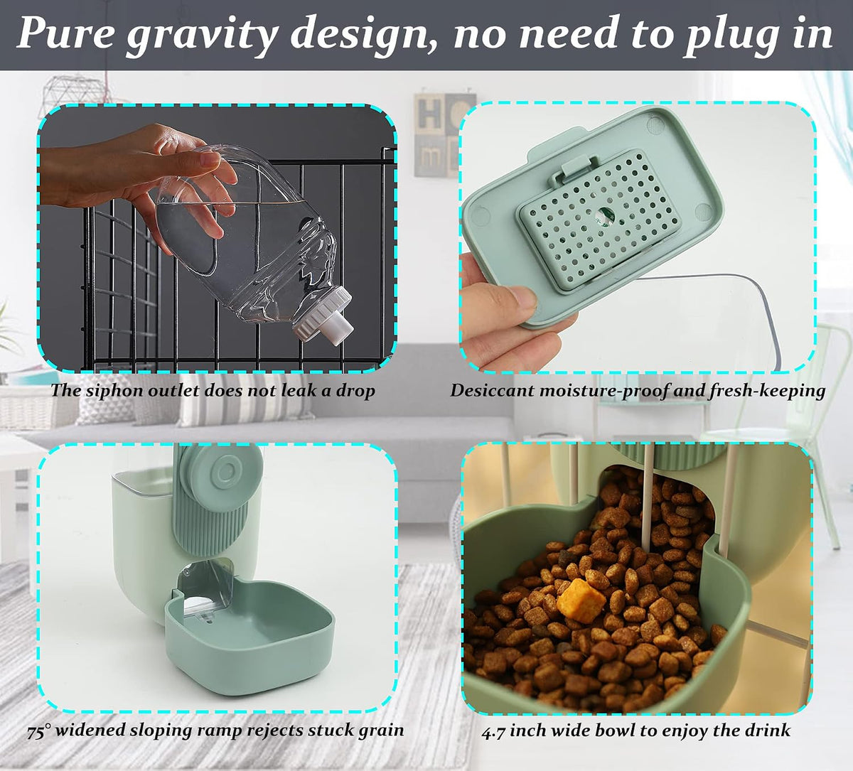 Rabbit Water Dispenser,Bunny Food Bowl,Ferret Feeders Water Bottle for Cage