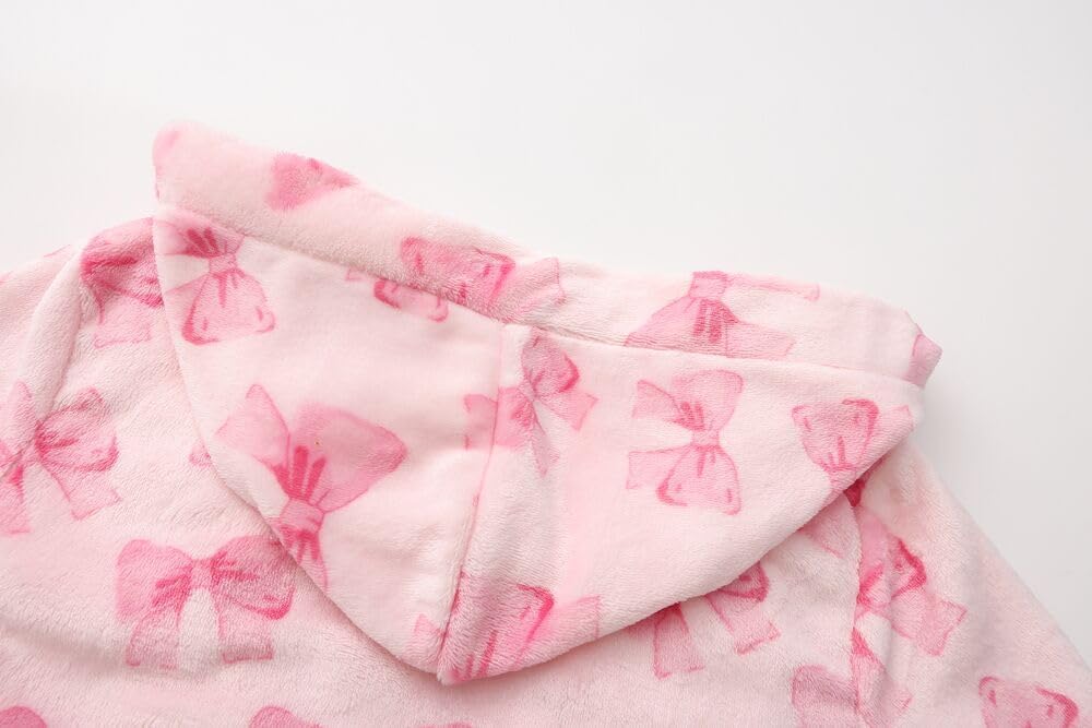 Girls Fleece Robe Boys Hooded Bathrobe Soft Flannel Robe For Kids