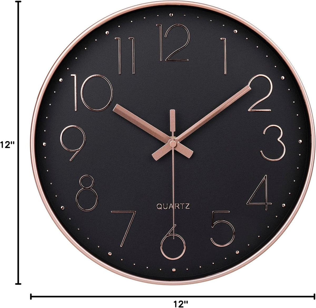 Rose Gold Wall Clock for Grils Womens Silent Non-Ticking Clock Decorative for Bedroom Office