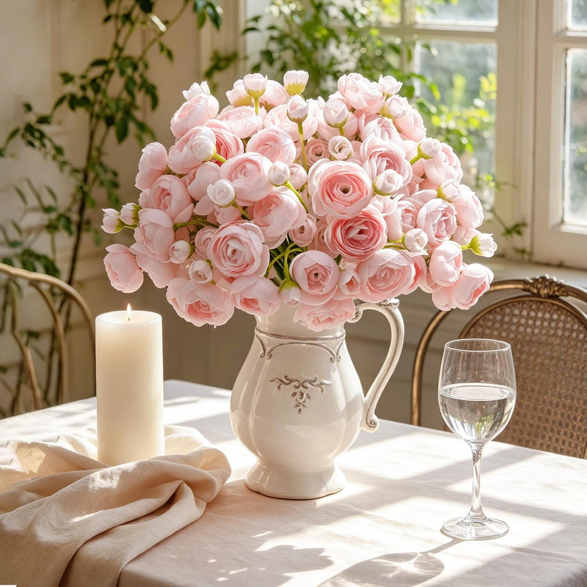32Pcs Light Pink Ranunculus Artificial Flowers DIY Home Wedding