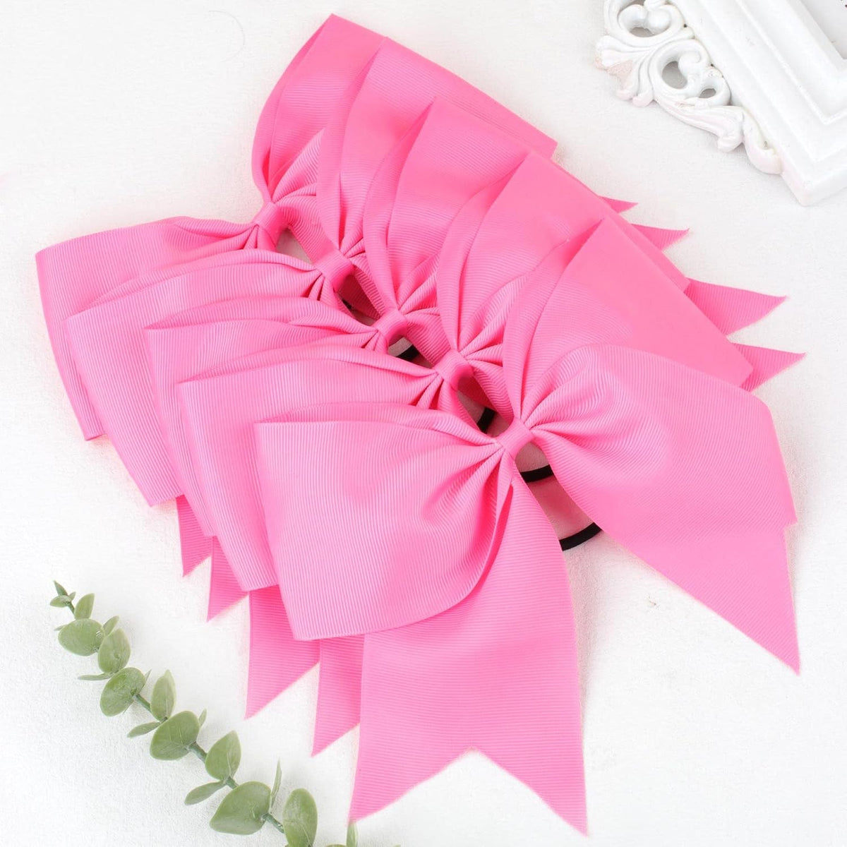 Pink Large Cheer Bows,Cheerleading Bows Ponytail Holder for Girl