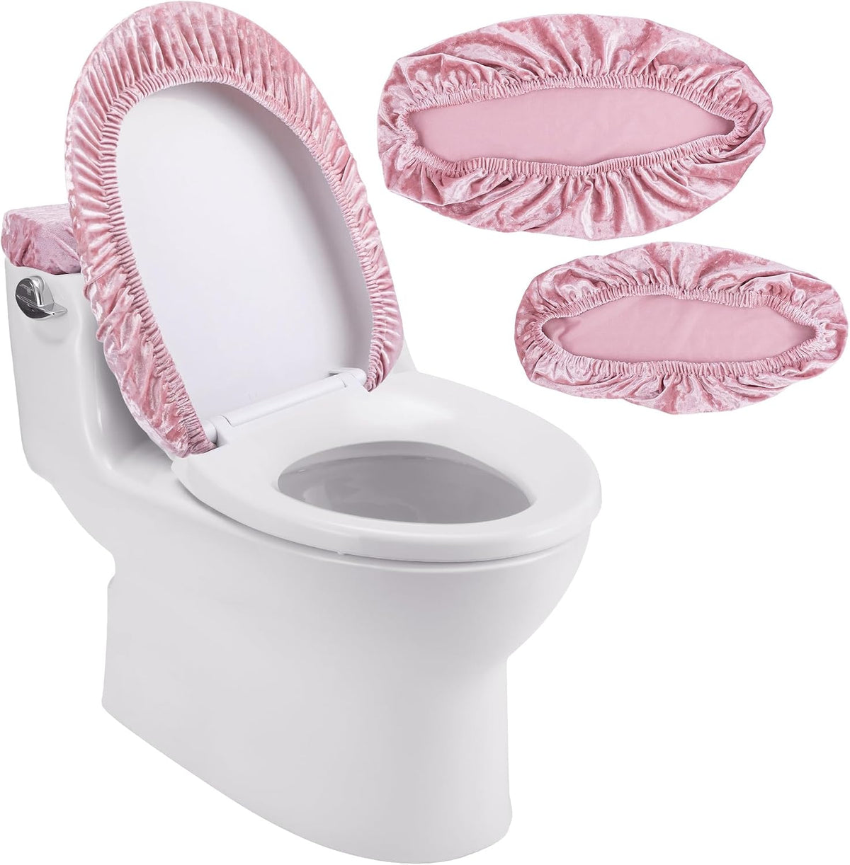 Stretch Velvet Toilet Lid Cover and Tank Lid Cover Set