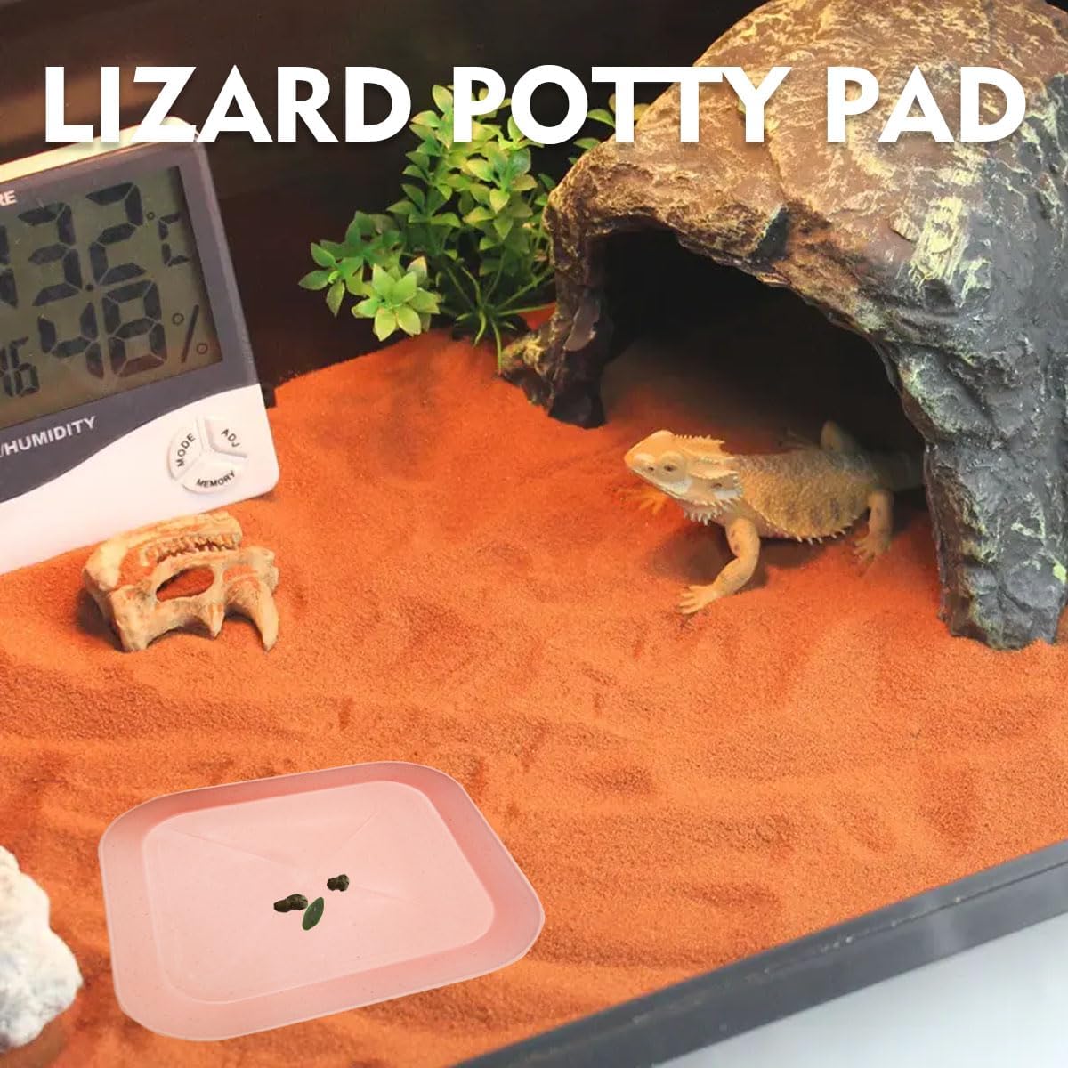 2 Pcs Leopard Gecko Potty Pad,Crested Gecko Potty Latrine,Leopard Gecko Tray,Reptile Litter Box,Portable Gecko Tank Accessories (Pink)