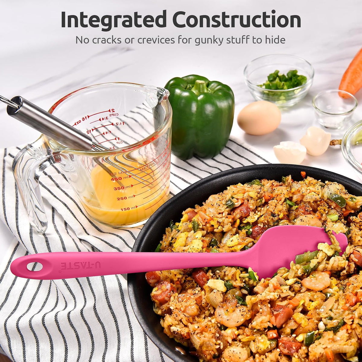 Silicone Spoon Spatula, 600°F High Temp Spoonula, 11.38", Rosy Pink