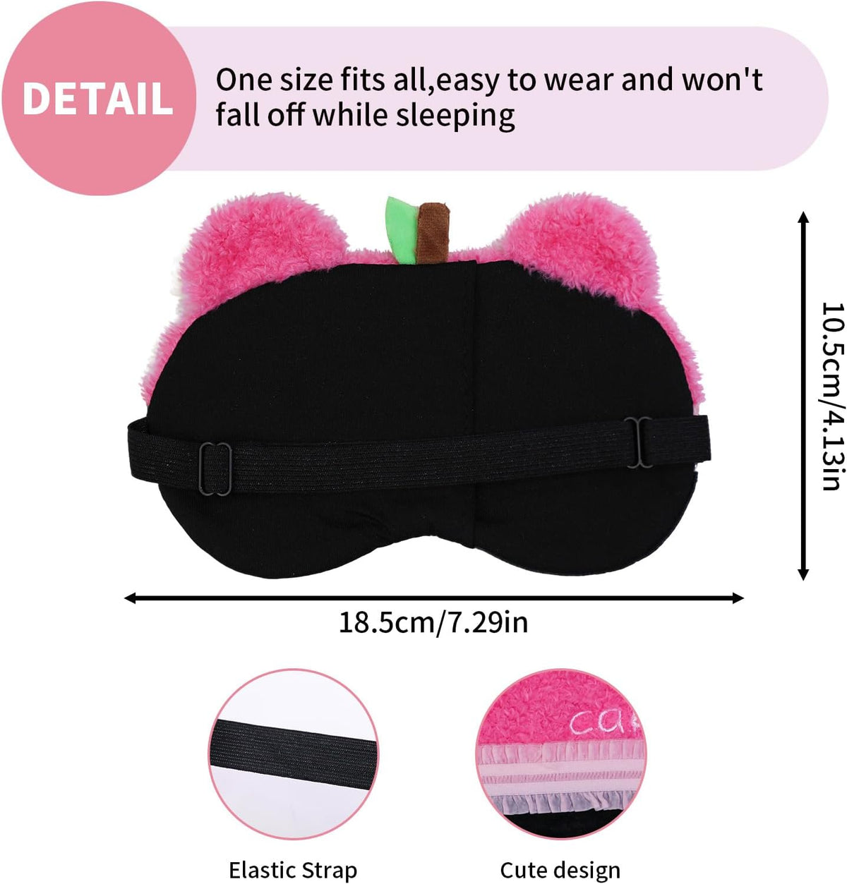 Sleep Eye Masks, Cute Bear Plush Sleep Eye Cover Lightweight Adjustable Eyeshade Faux Fur Mask Cover for Women Men Kids Sleep Travel Nap, Rose Pink Cake