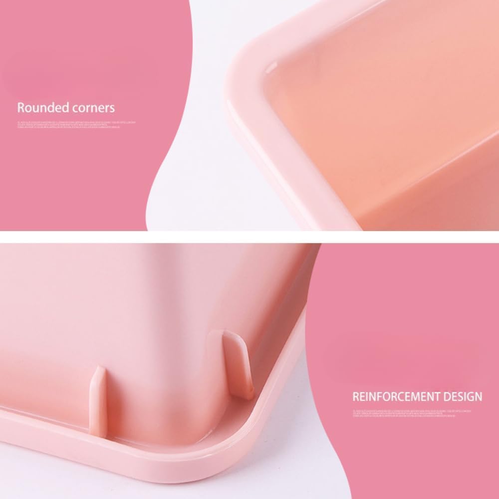 Splash-Proof High-Sided Cat Litter Pan - Spill Guard Kitty Litter Tray with Durable Design, Ideal for Cats & Small Pets Included Litter Scoop(Pink)