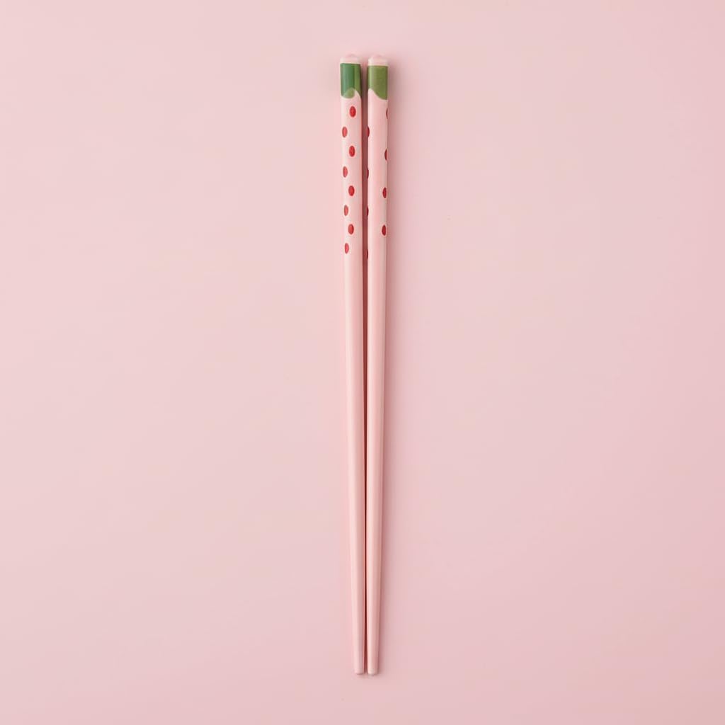 8 Pair Cute Pink Strawberry Ceramic Chopsticks Set, 8 Reusable Pairs Dinner Table Decor Kitchen Utensils (Pink)