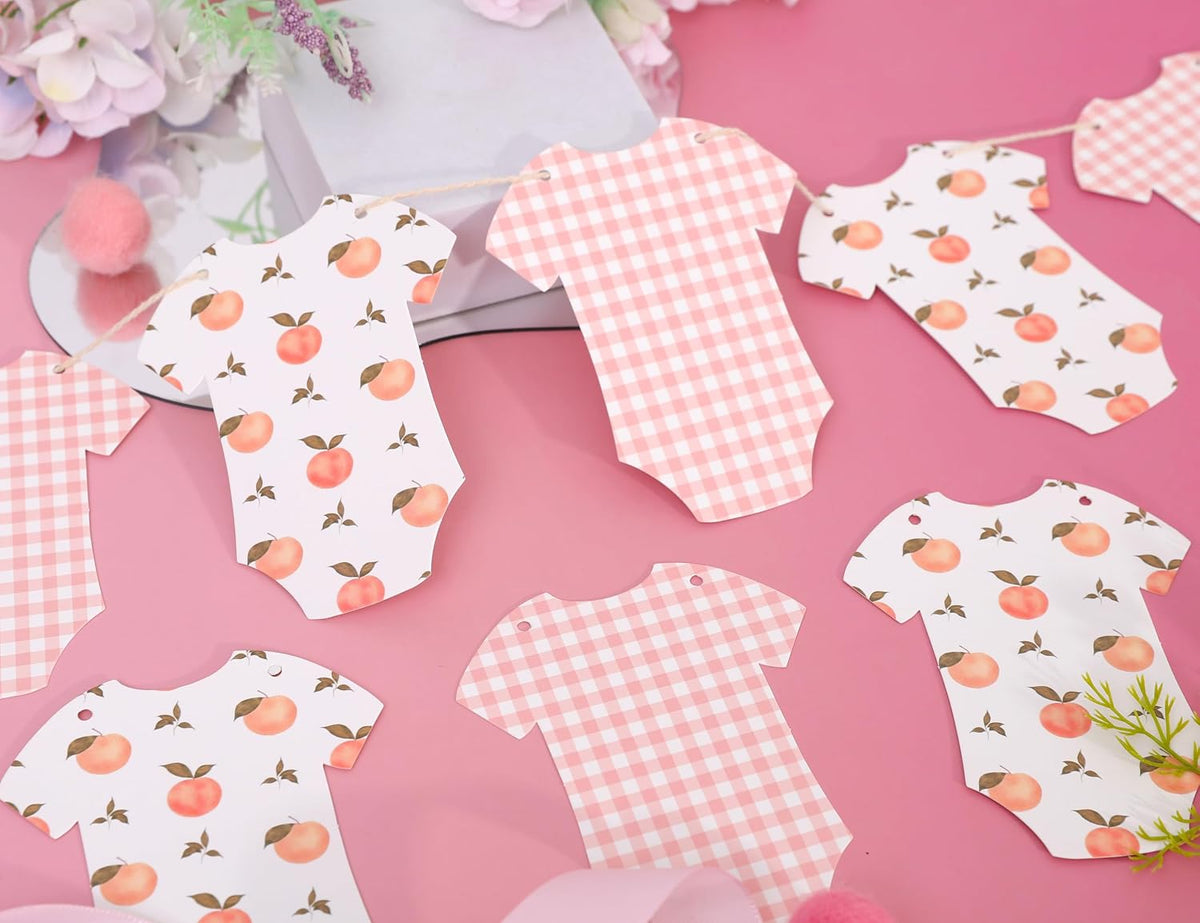 Peach Baby Shower Bodysuit Banner,Peach Party Birthday Decor