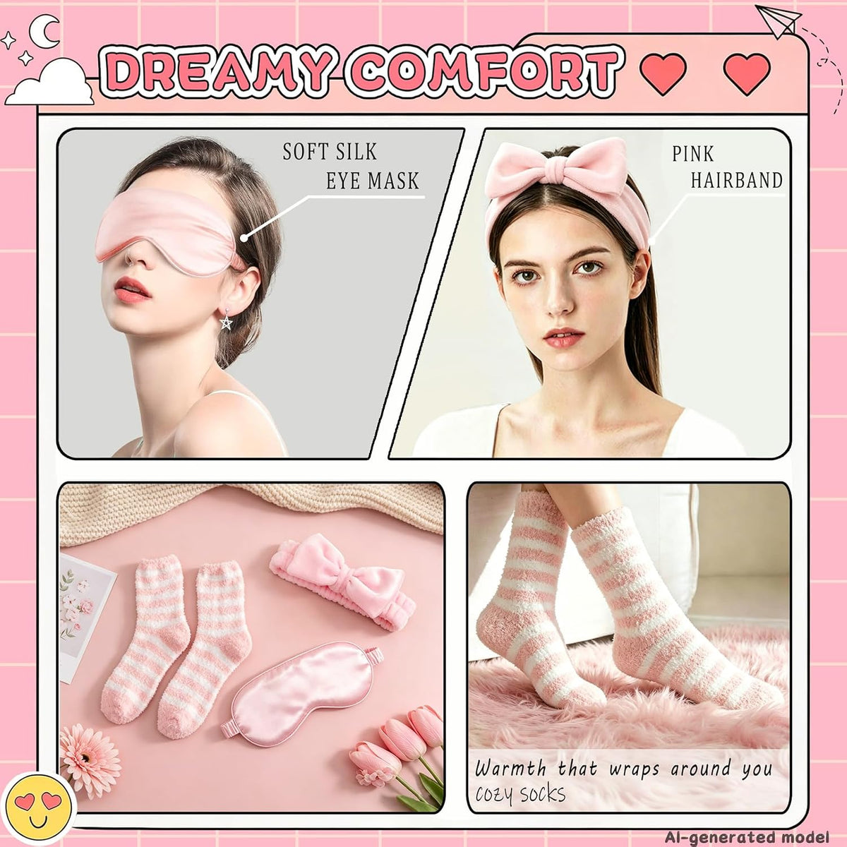 Pink Spa Gift Basket for Women, Birthday Self Care Gifts for Her