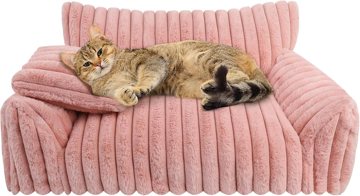 Cute Cat Couch Bed for Indoor Cats, Dog Beds for Small Dogs Couch, S, Pink