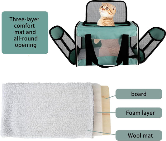 Cat Dog Carriers Soft-Sided Pet Carrier Large Cats for Medium Big Cat Small Dog Puppy up to 16lbs TSA Airline Approved Animal Collapsible Cat Carrier Carriers Travel Carrier Cat Bag (17x11x11)