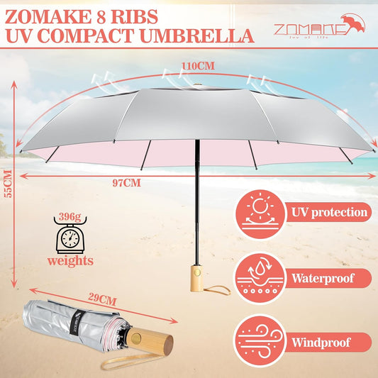 UV Umbrella for Sun Protection UPF 50+,43 Inch Travel Compact Sun Umbrellas UV Blocking Small Auto Open Portable for Walking