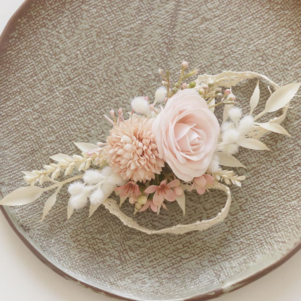 Artificial Boutonniere and Corsage Set 2 Pieces, Light Pink (Y1-C)