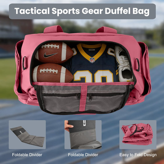 35L Large Duffle Bag, 3-in-1 Tactical Backpack MOLLE Pack for Sports/Gym/Outdoor, Pink