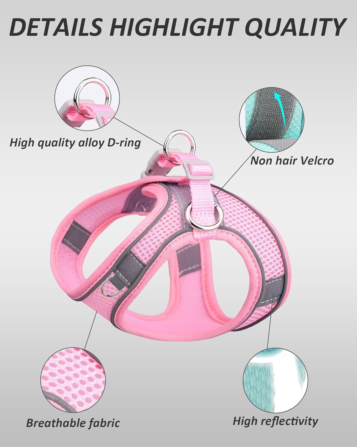 Dog Harness for Small Medium Dogs No Pull, Puppy Harness and Leash Set, Puppy Harness for Small Dogs, Step in Harness for Small Dogs, Small Dog Harness, mesh Dog Harness. (Pink, XS)