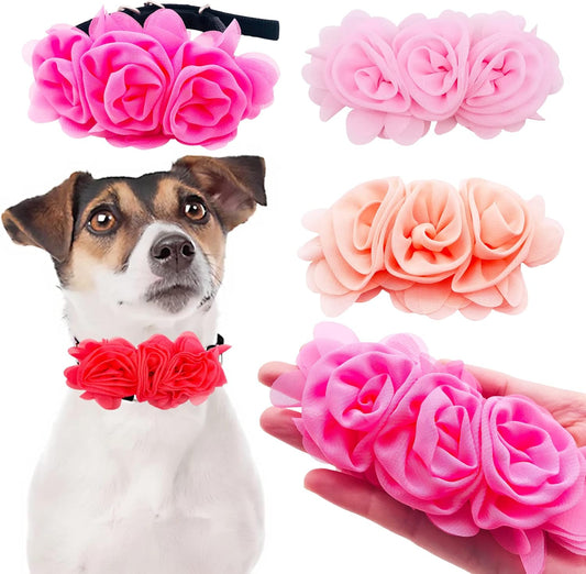 4 or 6 or 20PCS Dog Collar Large Flowers Pet Collar Charms Attachment for Small Medium Big Girl Female Cat Puppy Alpaca Rabbit Neck Bows Sliders Grooming Accessories