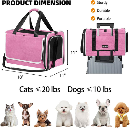 Cat Carrier for Travel, Soft-Sided, Top Loading, Privacy Curtain, to 20 lbs