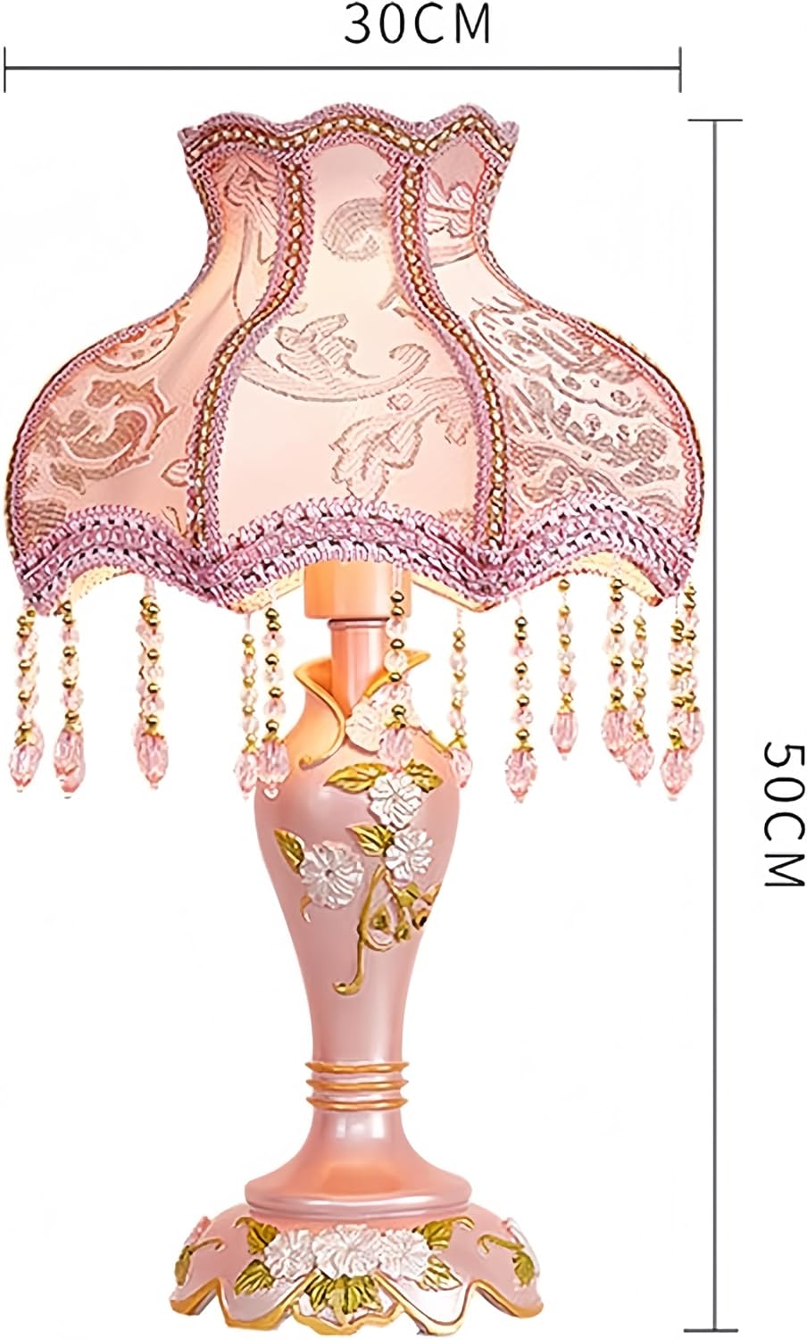 Vintage Pink Table Lamp Victorian Style with Smart Home Compatibility, Princess Bedside Lamp with Fabric Shade, Antique Flower Night Light for Bedroom Nightstand, E26/E27 Base, 19.7inch
