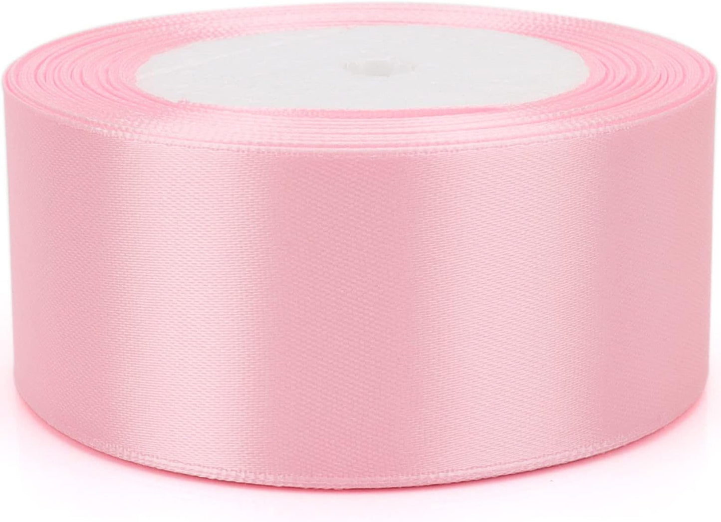 1-1/2 inch Light Pink Solid Satin Ribbon 25 Yards 100% Polyester Fabric Soft and Durable for Wedding Invitations, Bridal Bouquets, Sewing, Party Decorations, Gift Wrapping and More