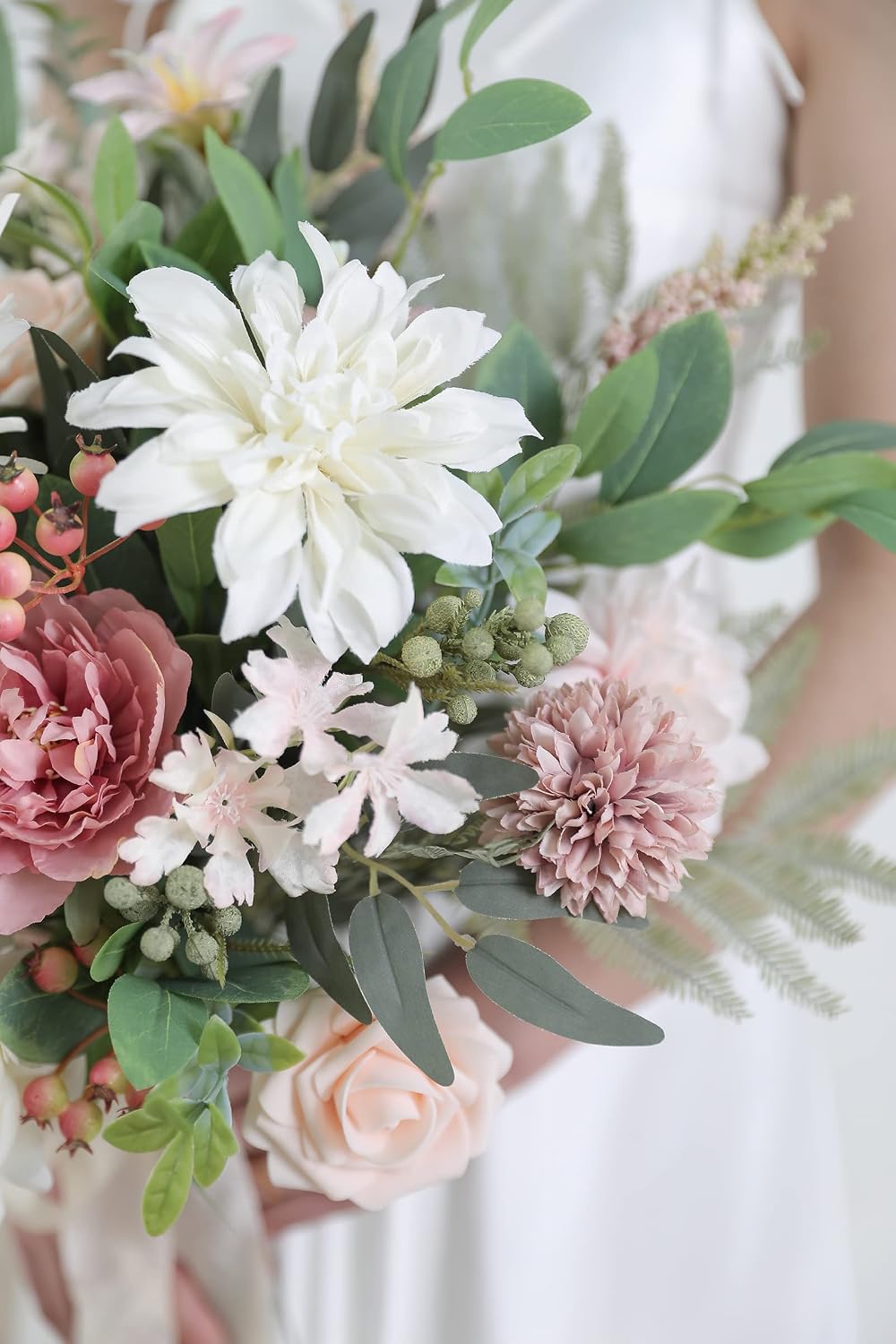 Artificial Greenery Stems Box Set,(Pack of 47pcs) with 9 Kinds of Faux Pink Green Filler for DIY Bridal Bouquets Wedding Floral Arrangement Table Centerpieces