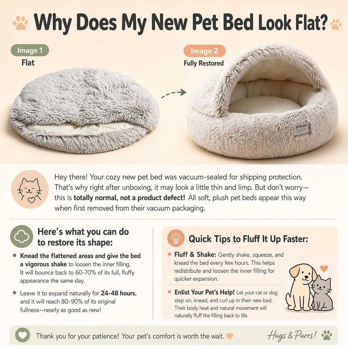 Cozy Zipper Convertible Cat Bed Cave, 2 in 1 Round Plush Donut Dog Bed with Removable Hood, Warm Fuzzy Enclosed Pet Nest Bed for Small Dogs Kittens, Machine Washable (Pink, 19.7 in Small Size)