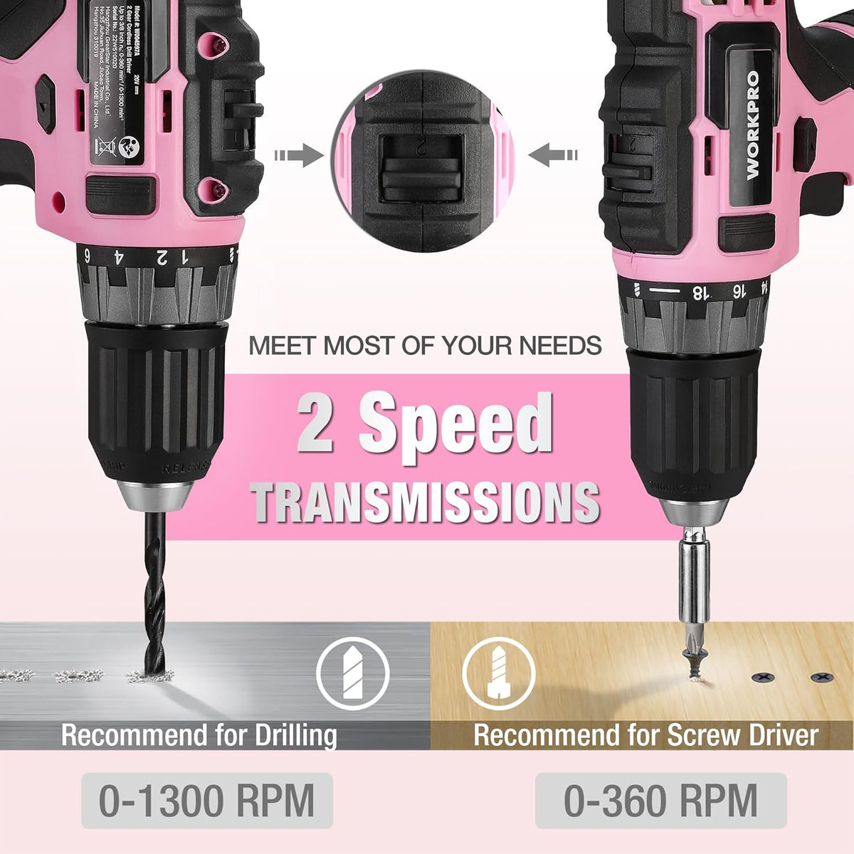 20V Pink Cordless Drill and 141-Piece Home Tool Kit for Women