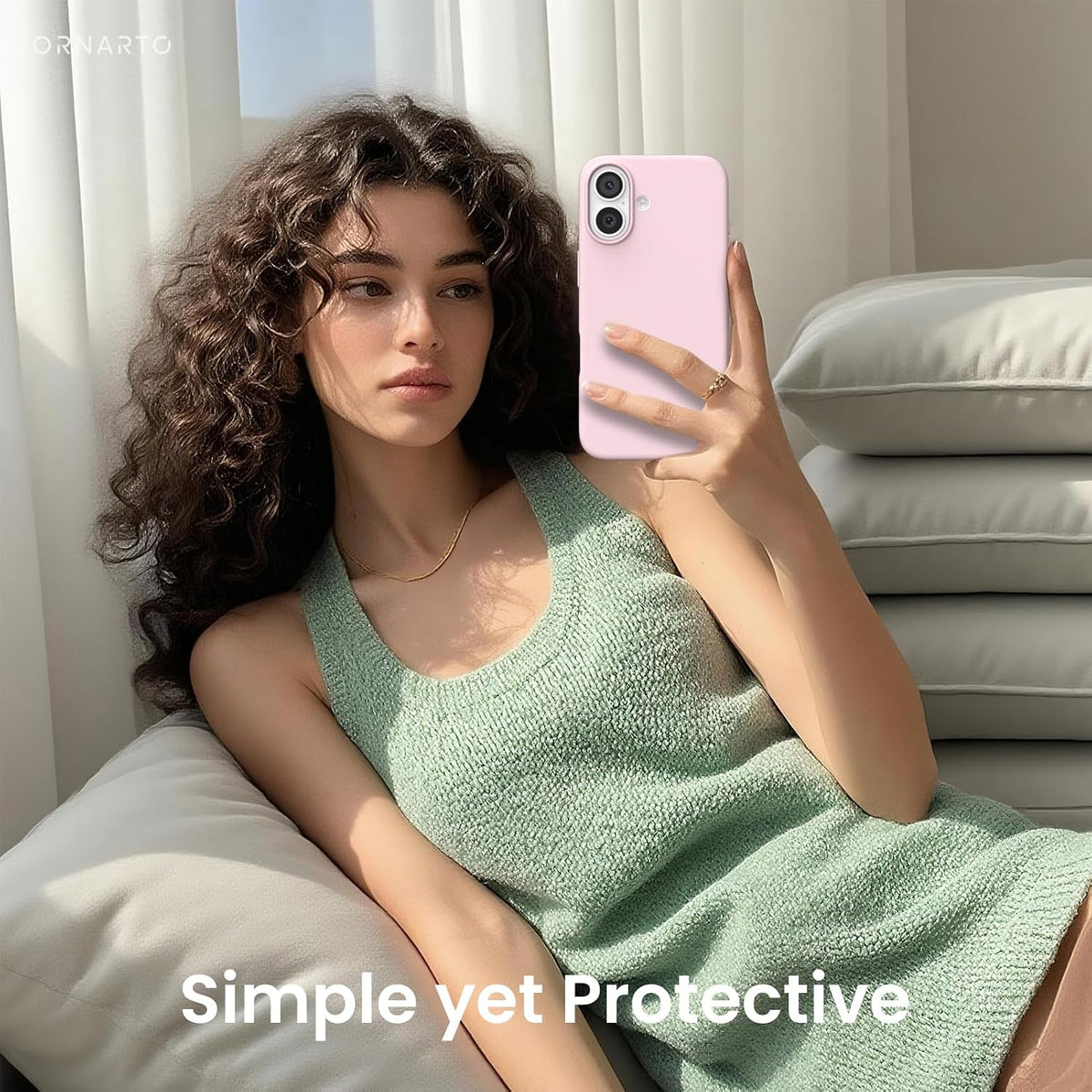 for iPhone 17 Case, Slim Liquid Silicone Cover, Chalk Pink