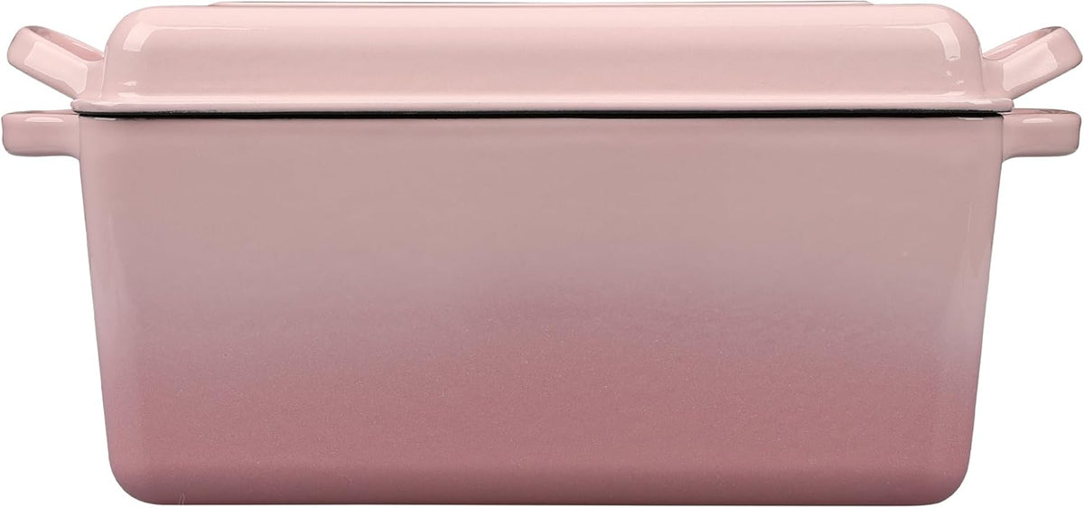 EDGING CASTING Enameled Cast Iron Dutch Oven, Oblong Bread Oven for Sourdough Bread Baking, Baking Pan, Dual Handles, Oven Safe, 4 Quart, Pink