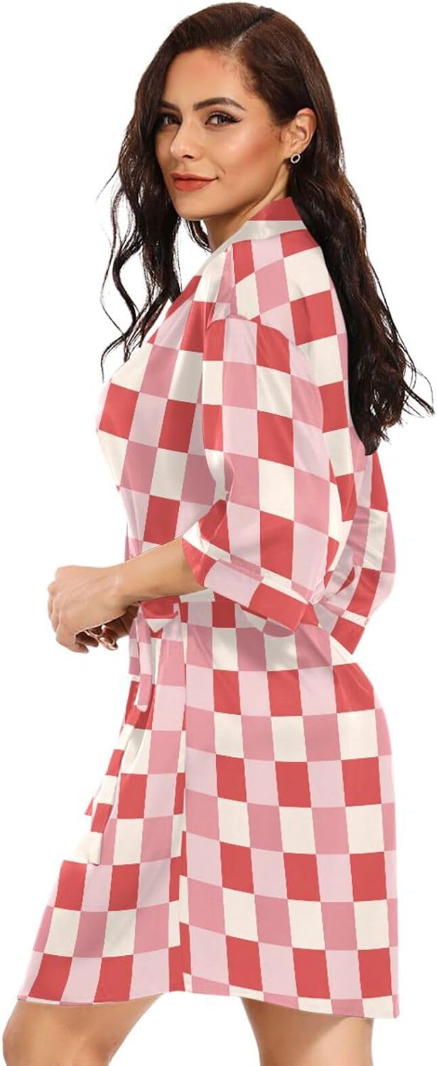 Women's Satin Robe 1 PC Silky Cute Short Robes for Women Lightweight Womens Robes Short Kimono Bathrobes