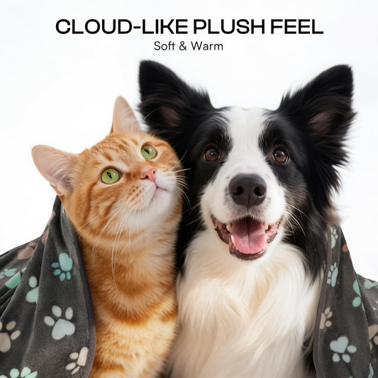 Luciphia 1 Pack 6 Dog Blankets Cat Soft Fluffy Fleece Pet Blanket Warm Cute Print Design Puppy Kitten Doggy Paw Small(23"x16")